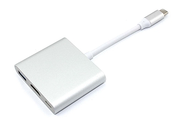 Адаптер Type-C на USB, HDMI 4K Type-С для MacBook серебро
