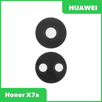 Стекло задней камеры для телефона Huawei Honor X7a (RKY-LX1) (без рамки) (черный)