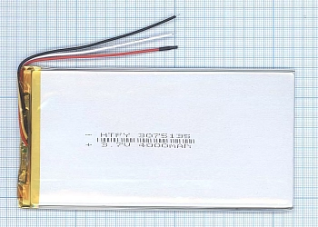 Аккумуляторная батарея Li-Pol (3x75x135мм), 3pin, 3.7В, 4000мАч